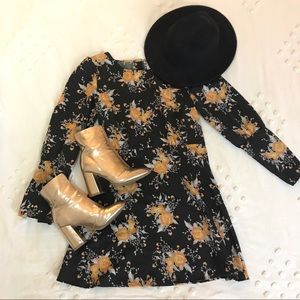 floral pattern button up back dress